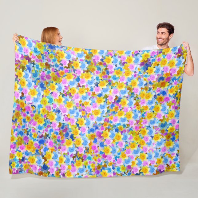 Daffodil Delight, Large Fleece Blanket (In Situ)