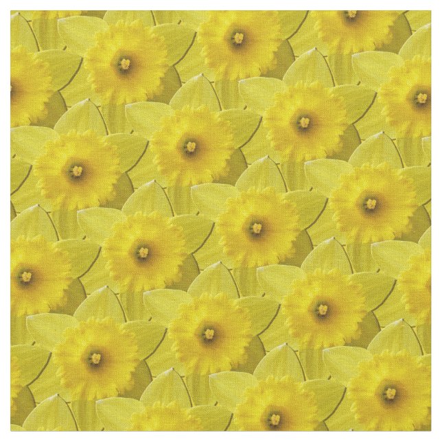 Daffodil Fabric Easter Flower Yellow Fabrics (Close Up)