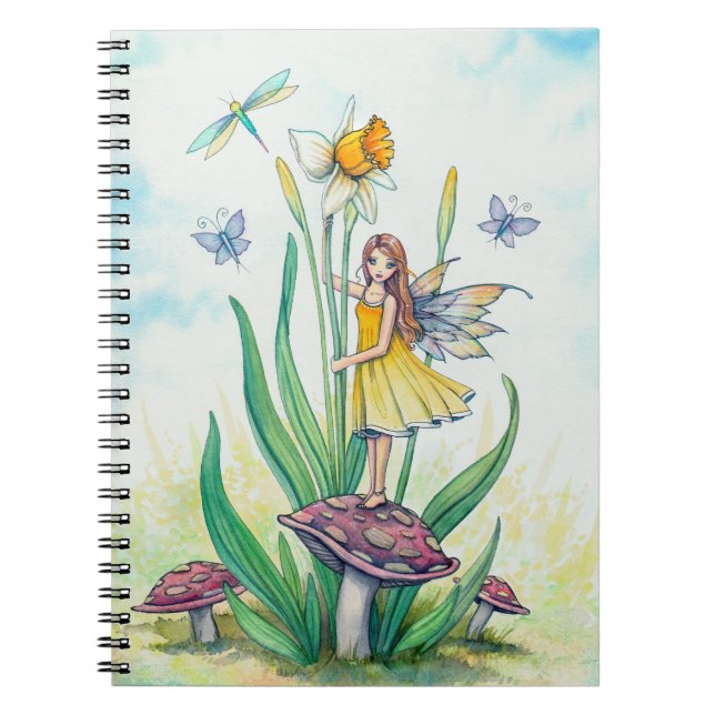 Daffodil Fairy Fantasy Art Spiral Notebook (Front)