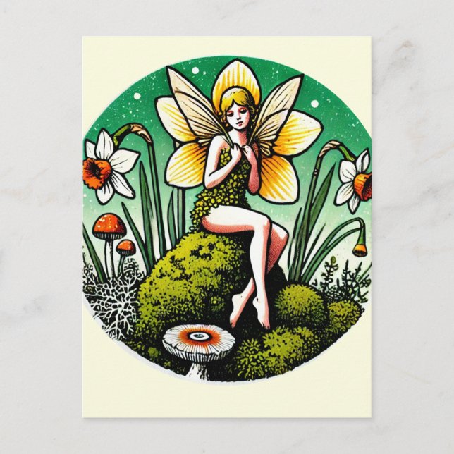Daffodil Fairy Spring Fairies Flower Garden        Postcard (Front)