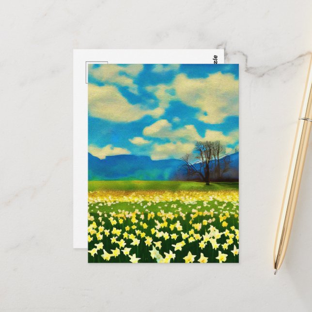 Daffodil field - painting postcard (Front/Back In Situ)