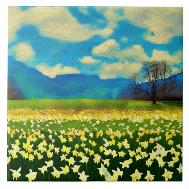 Daffodil field - painting tile (Front)