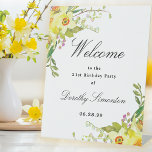 Daffodil Floral 21st Birthday Party Welcome Pedestal Sign<br><div class="desc">Welcome guests to your 30th birthday party with this elegant yellow daffodil welcome sign. Welcome is written in a large trending font. The remainder of the text is a classic combination of an upright and italic font. Very easy to customise. This tabletop sign is easy to use and can be...</div>