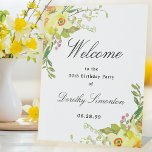 Daffodil Floral 30th Birthday Party Welcome Pedestal Sign<br><div class="desc">Welcome guests to your 30th birthday party with this elegant yellow daffodil welcome sign. Welcome is written in a large trending font. The remainder of the text is a classic combination of an upright and italic font. Very easy to customise. This tabletop sign is easy to use and can be...</div>