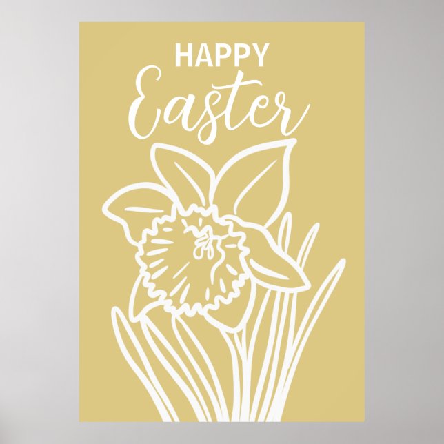 Daffodil Floral Happy Easter Holiday Poster (Front)