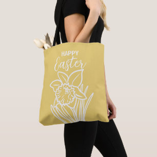 Daffodil Floral Happy Easter Holiday Tote Bag