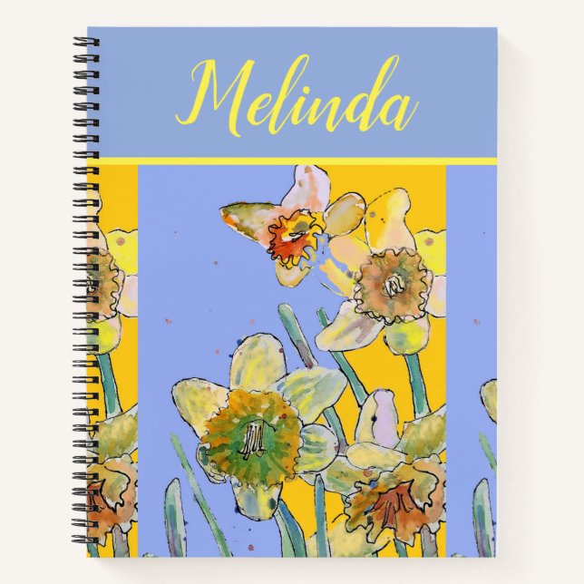 Daffodil Floral Watercolor Notebook Journal (Front)