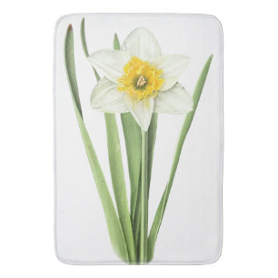 Daffodil Flower Botanical Art Bath Mat
