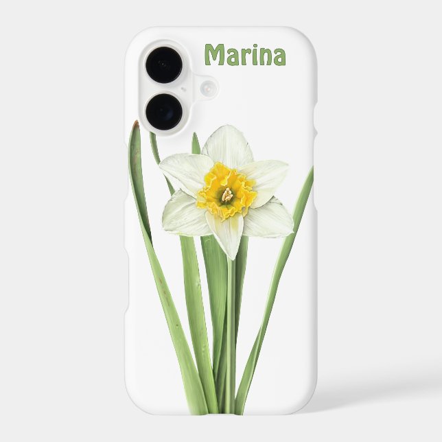 Daffodil Flower Botanical Art Personalised (Back)