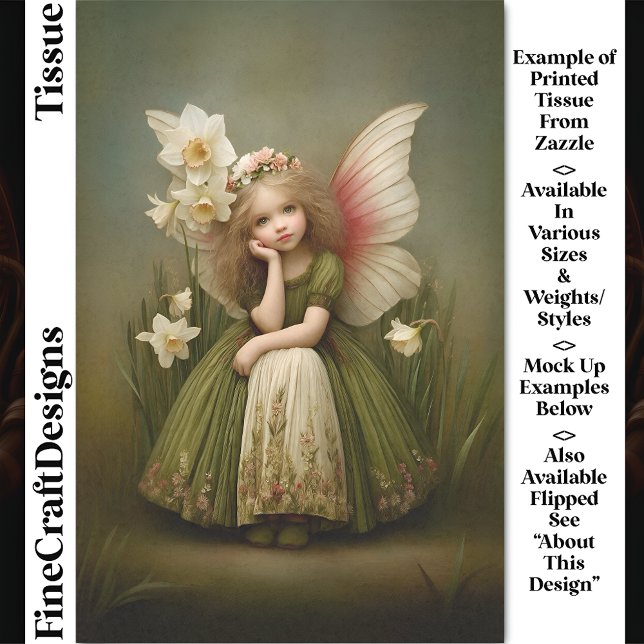 Daffodil Flower Girl Fairy In Green DL5L Decoupage Tissue Paper (Creator Uploaded)