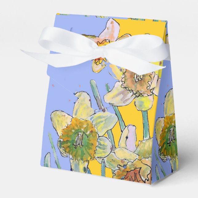 Daffodil Flower Painting floral Birthday Lavender Favour Box (Front Side)