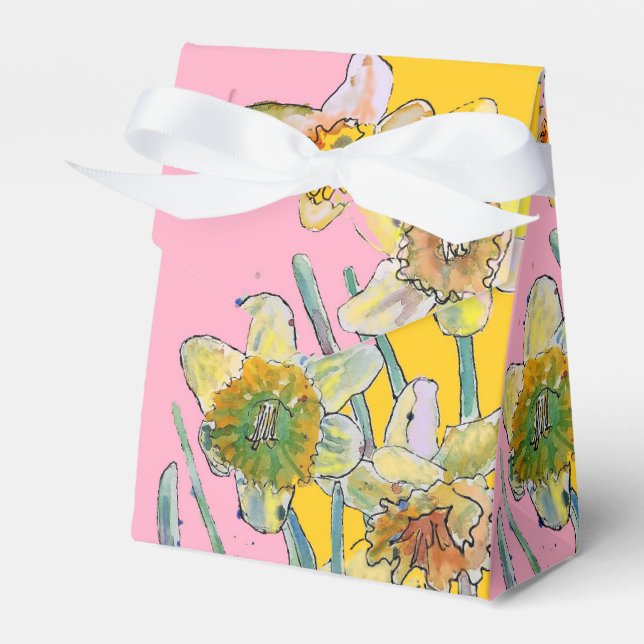 Daffodil Flower Painting floral Birthday Pink art Favour Box (Front Side)