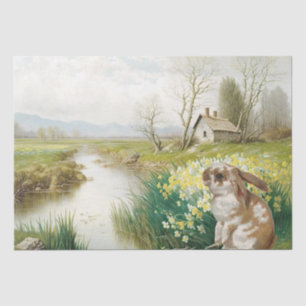 Daffodil Flower Rabbit Stream Spring Decoupage  Tissue Paper