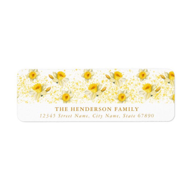 Daffodil Flower Return Address Labels (Front)