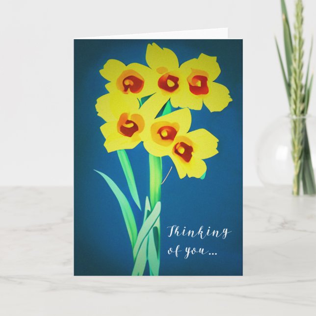 Daffodil Flowers illustration-Thinking of you Card (Front)