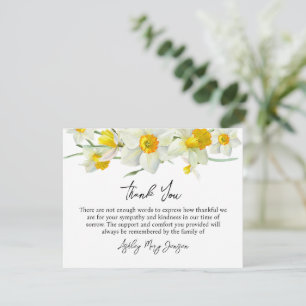 Daffodil Funeral Thank You Card Bereavement