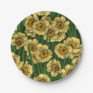 Daffodil garden paper plate