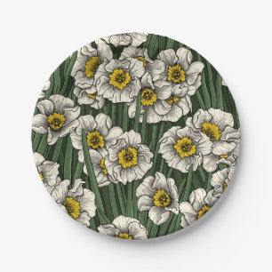 Daffodil garden paper plate