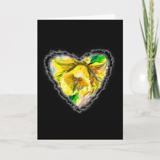Daffodil Heart Valentine Love Romance Card (Front)