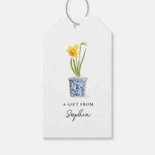 Daffodil in Blue and white pot Gift Tags