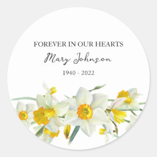Daffodil Memorial Funeral Classic Round Sticker
