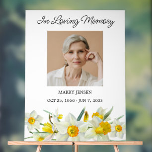 Daffodil Memorial Photo Funeral Acrylic Sign