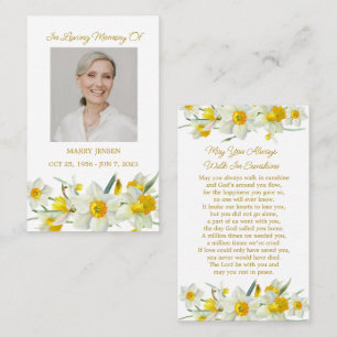 Daffodil Memorial Photo Funeral Prayer Card