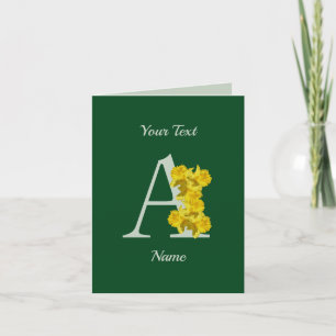 Daffodil Monogram Initial A Floral Personalised Card
