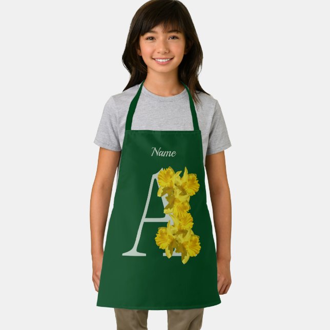 Daffodil Monogram Initial A Personalised Apron (Insitu)