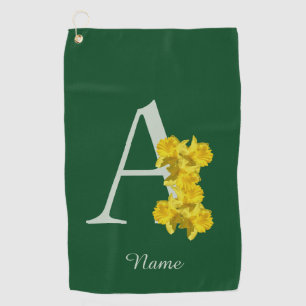 Daffodil Monogram Initial A Personalised Golf Towel