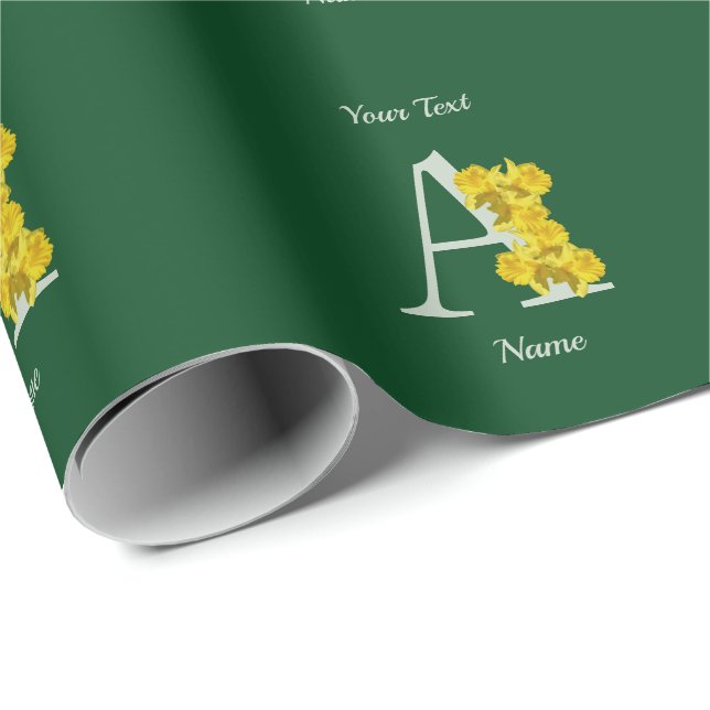 Daffodil Monogram Initial A Personalised Wrapping Paper (Roll Corner)