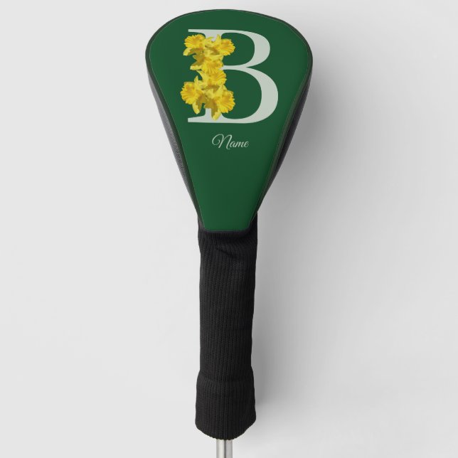 Daffodil Monogram Initial B Personalised Golf Head Cover (Front)