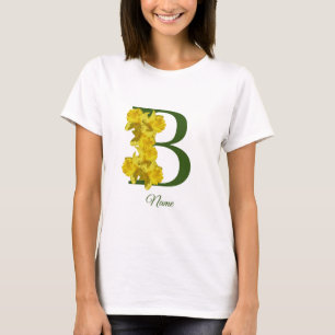 Daffodil Monogram Initial B Personalised T-Shirt