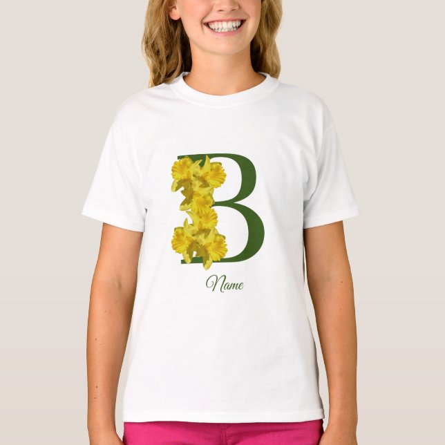 Daffodil Monogram Initial B Personalised T-Shirt (Front)