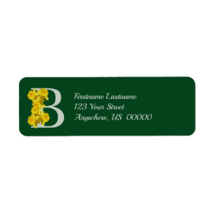 Daffodil Monogram Initial B Your Name Address 