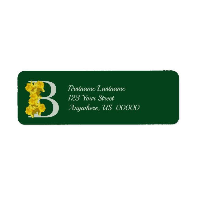 Daffodil Monogram Initial B Your Name Address  (Front)