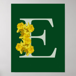 Daffodil Monogram Initial E Poster