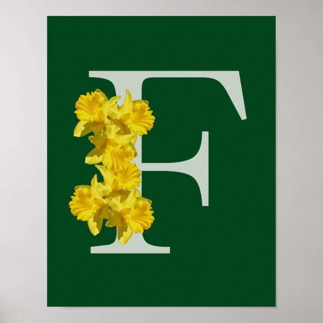 Daffodil Monogram Initial F Poster (Front)
