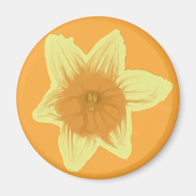 Daffodil Orange Button Magnet (Front)