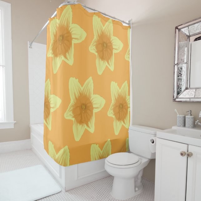 Daffodil Orange & Yellow Shower Curtain (In Situ)
