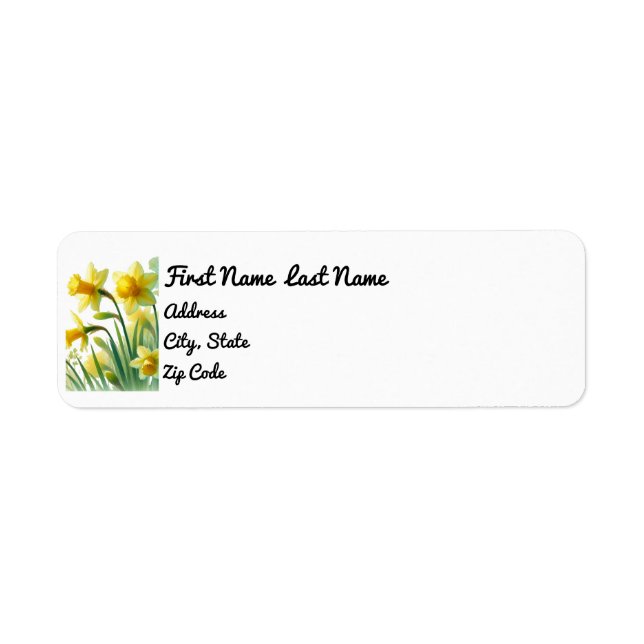 Daffodil Return Address Sticker, March Birthflower (Front)