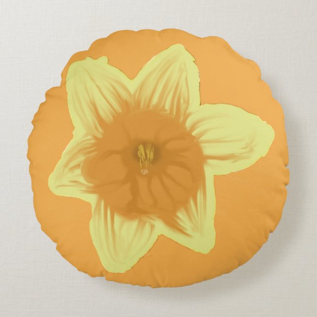 Daffodil Round Floral Pillow (Front)