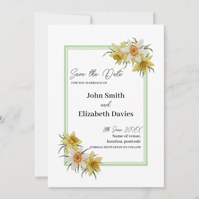 Daffodil Save The Date Card (Front)