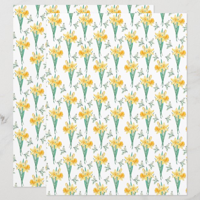 Daffodil Scrapbook Paper (Front/Back)