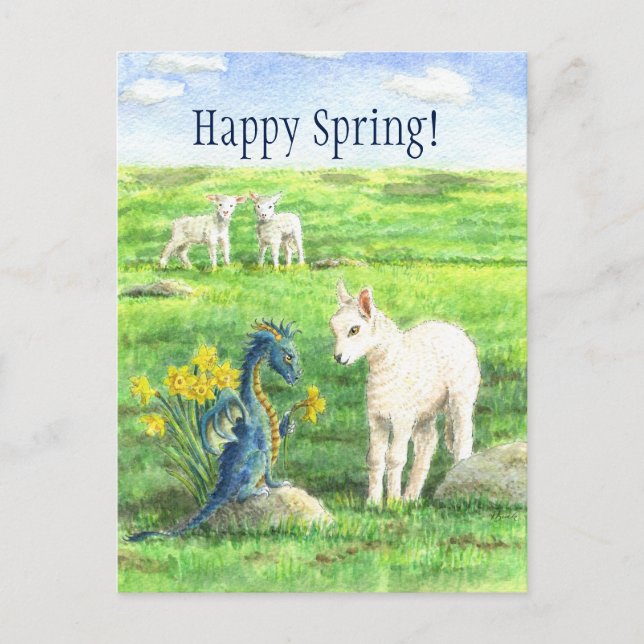 Daffodil Spring Dragon postcard (Front)