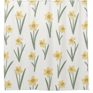 Daffodil Spring Floral in Soft Yellow and Green 1 Shower Curtain