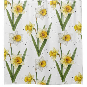 Daffodil Spring Floral in Soft Yellow and Green 2 Shower Curtain