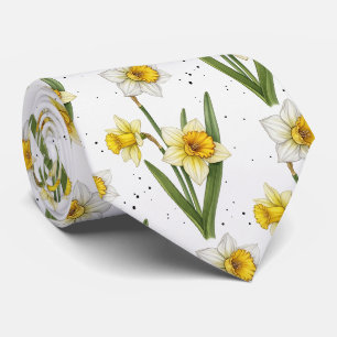 Daffodil Spring Floral in Soft Yellow and Green 2 Tie