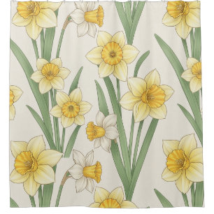 Daffodil Spring Floral in Soft Yellow and Green 4 Shower Curtain