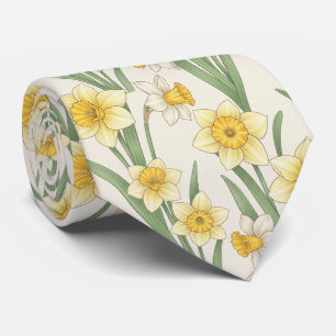 Daffodil Spring Floral in Soft Yellow and Green 4 Tie
